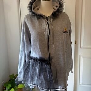 Gray Kids Jacket with Tulle Detail